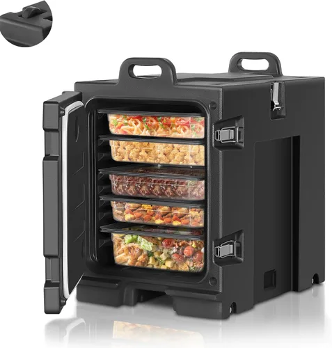 HOUSNAT - Calentador de alimentos con ruedas, contenedores calientes de 82Qt para catering, portabandejas de alimentos aisladas LLDPE con asas,