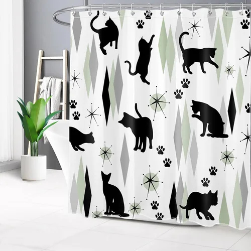Miniatura 7 de EOBTAIN Cortina de ducha floral zen, lirio de agua blanca, mariposa y piedra zen gris, cortinas de ducha para baño, plantas, naturaleza, espiritual