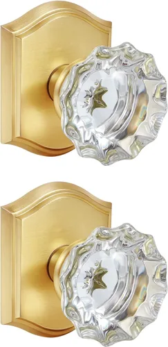 Miniatura 28 de Pomos de Puerta de Vidrio para Interiores, Estilo Vintage, Pomos de Puerta de Cristal de Privacidad con Cerradura, Pomos de Puerta de Latón Antiguo