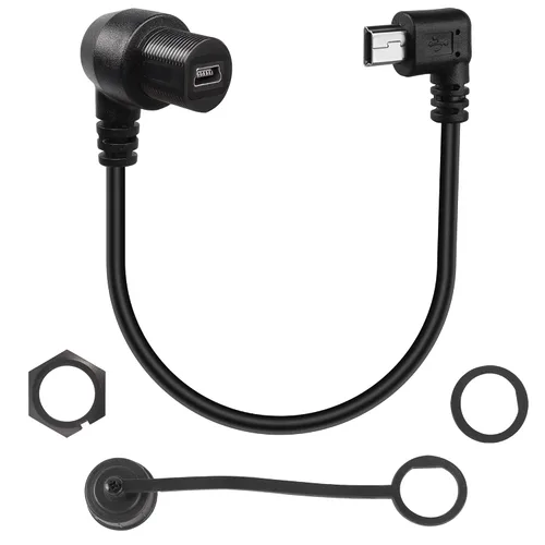 Miniatura 8 de QIANRENON Cable de extensión mini USB en ángulo de 90 grados, impermeable, mini USB de 5 pines, ángulo recto, macho a hembra, cable de montaje