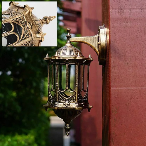 Miniatura 7 de DNYSYSJ Lámpara de pared exterior retro lámpara de jardín al aire libre E27 aluminio vidrio