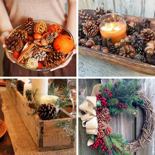Miniatura 5 de Supla 30 adornos de piñas de pino preservados reales para colgar de Navidad, de 2 a 3 pulgadas de alto, adornos de piña para colgar en el árbol