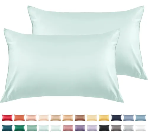 Miniatura 41 de Warmstar - Juego de 2 fundas de almohada de algodón tamaño estándar, 600 hilos, fundas de 20 x 26 pulgadas, algodón suave de fibra larga Placid Blue