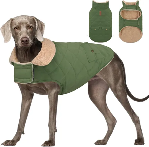 Miniatura 19 de Abrigo de invierno para perros pequeños y medianos, chaqueta a cuadros para cachorros, abrigo de algodón para clima frío, prendas cálidas y Rojo