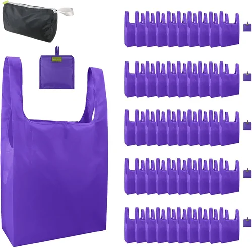Miniatura 62 de BeeGreen Bolsas de comestibles reutilizables de Navidad con bolsa de almacenamiento con cremallera, paquete de 10 bolsas de compras reutilizables a