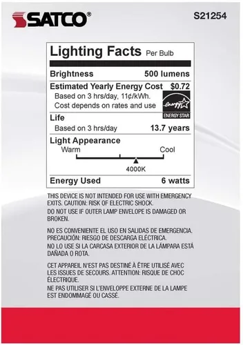 Miniatura 6 de Satco 6Pk 6w G40 Globo Filamento LED 4000K Base Mediana Regulable - 60W Equiv