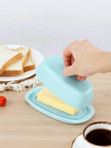 Miniatura 5 de Mantequillera de cerámica con tapa para encimera y refrigerador, soporte de mantequilla de 8 pulgadas con asa de perilla de cubierta de porcelana