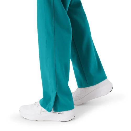 Miniatura 44 de ave. Varick - Pantalón médico de tiro medio para mujer, pierna recta, seis bolsillos, color azul caribeño, talla S
