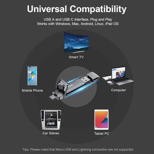 Miniatura 7 de SSK Unidad flash USB C dual de 128 GB, 2 en 1 tipo C+ USB A 3.2 Gen2, unidad de pulgar de estado sólido, velocidad súper rápida de hasta 550 MB/s