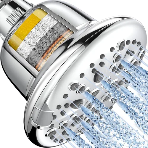 Cobbe Cabezal de ducha filtrado, 7 modos de cabezal de ducha de alta presión, filtro de cabezal de ducha de 16 etapas para agua dura para eliminar