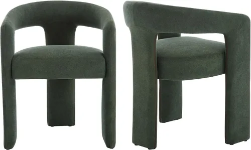 Miniatura 10 de Modern Boucle - Juego de 2 sillas de comedor tapizadas con diseño de barril con brazo, cómodas sillas laterales para cocina, comedor, recepción