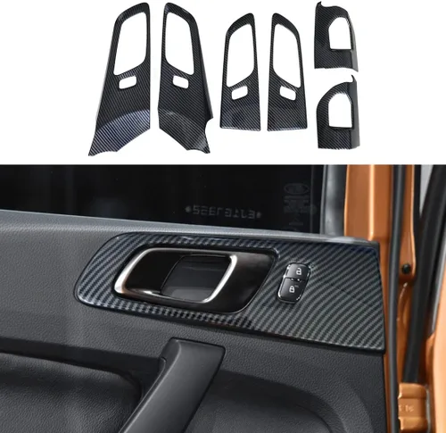 ruihe Manija de puerta de color de fibra de carbono, cubierta decorativa para altavoz frontal, anillo de audio para Ford Ranger 2019 2020 2021 2022