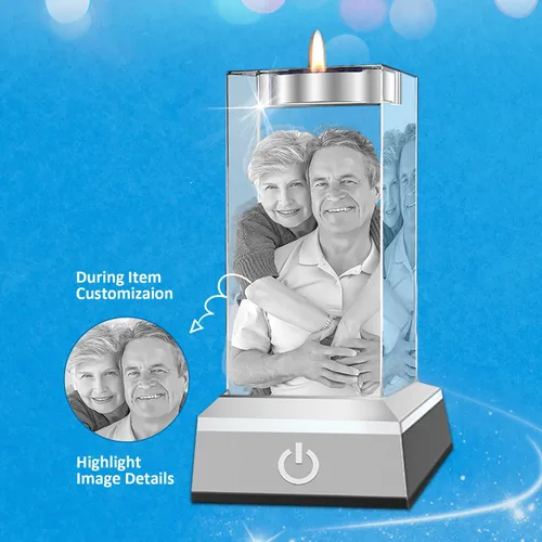 Miniatura 7 de Foto de Cristal 3D Personalizada, Marco Portavelas con Grabado Láser Personalizado, Regalos Personalizados Conmemorativos de Aniversario, Navidad