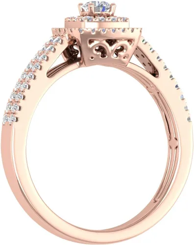 Miniatura 2 de FINEROCK Anillo de diamantes de doble halo de 12 quilate en oro de 10 quilates