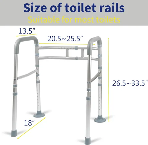 Miniatura 3 de Rieles de seguridad para inodoro, rieles de inodoro ajustables para adultos mayores discapacitados, asas de asistencia para inodoro, marcos