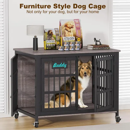 Miniatura 8 de EasyCom mueble de jaula para perros de 41"/33"/27" con etiqueta de nombre, perrera para perros de interior resistente para perros medianos, jaula