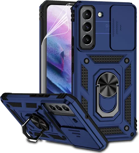 Miniatura 15 de Funda para Samsung Galaxy S22 con cubierta para lente de cámara, protector de pantalla HD, doble capa de grado militar probada contra caídas, Menta