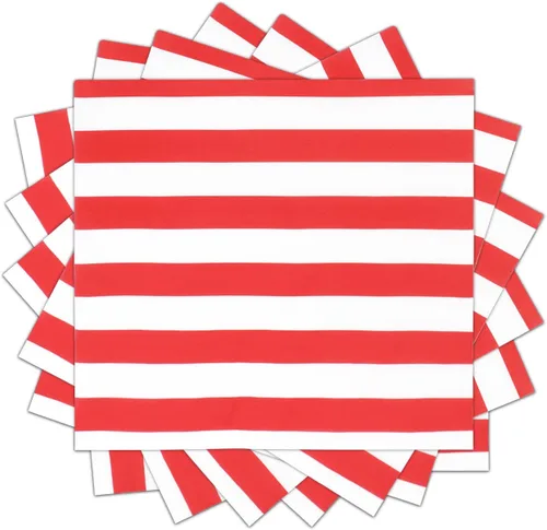 Miniatura 4 de Servilletas desechables de papel para fiestas, 60 unidades Rojo con rayas