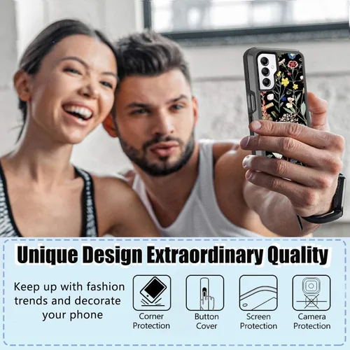 Miniatura 4 de Funda compatible con Samsung Galaxy A14 5G con protector de pantalla [resistente a prueba de golpes] bonita funda protectora floral para Samsung