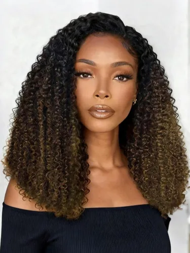 Miniatura 16 de Pelucas de cabello humano Bob de Beauty Forever, rubia con raíces marrones, parte lateral, corte recto, 7x5 encaje HD, adiós a los nudos, peluca Bob