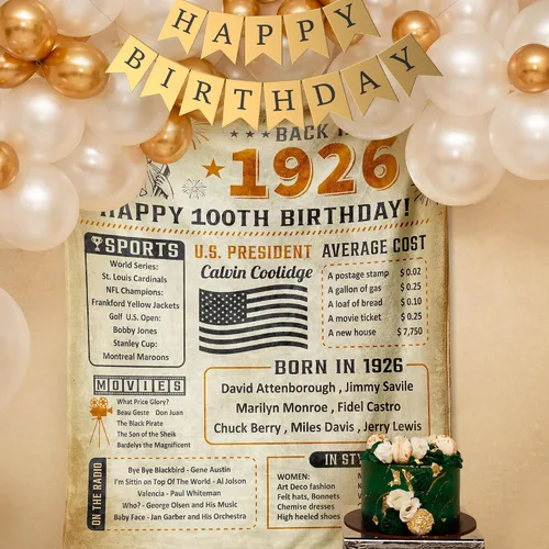 Miniatura 8 de Decoraciones de cumpleaños número 100 para mujeres u hombres, regalos de cumpleaños número 100 para mujeres y hombres, suministros de fiesta