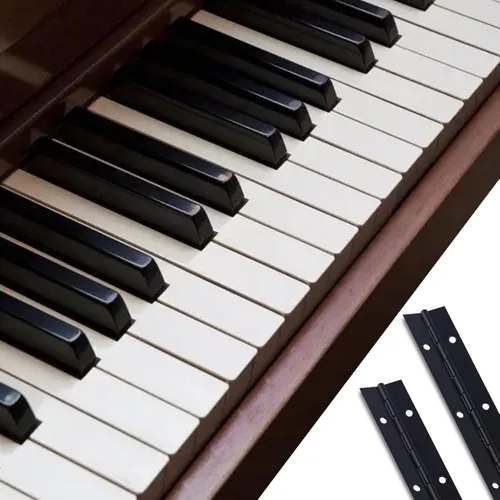 Miniatura 5 de Bisagras de piano resistentes de 24 x 1.2 pulgadas de ancho abierto, acero inoxidable, bisagra continua negra para gabinetes, puertas, cajas