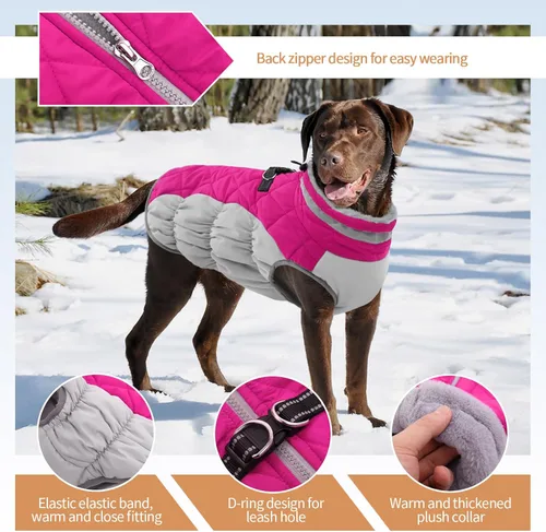 Miniatura 2 de Abrigo para Perro Pequeño, Chaquetas para Perros Pequeños, Chaqueta de Invierno Cálida, Abrigo para Cachorro con Arnés Incorporado, Chaqueta Rosado