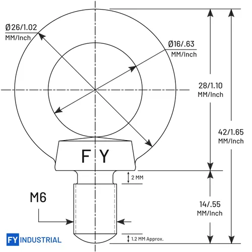 Miniatura 2 de Perno de ojo de elevación del hombro de la maquinaria del acero inoxidable (M6, 10 artículos)
