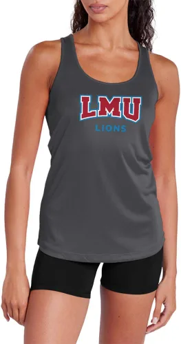 Miniatura 47 de Camiseta deportiva sin mangas oficial de la NCAA Collegiate para mujer, con espalda cruzada, logotipo primario, colección carbón