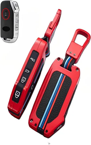 Miniatura 9 de para Kia Funda para Llavero de Llave de Metal Carcasa de Llave Inteligente Compatible para Soul Telluride Cerato Forte K5 (KAC-Negro)