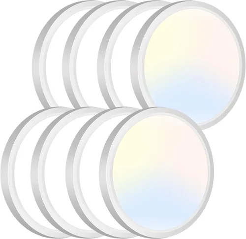 Miniatura 49 de Zemty Paquete de 8 lámparas de techo LED de montaje empotrado de 12 pulgadas, lámpara de techo súper delgada de 28 W 3200 lm, lámpara de techo Negro