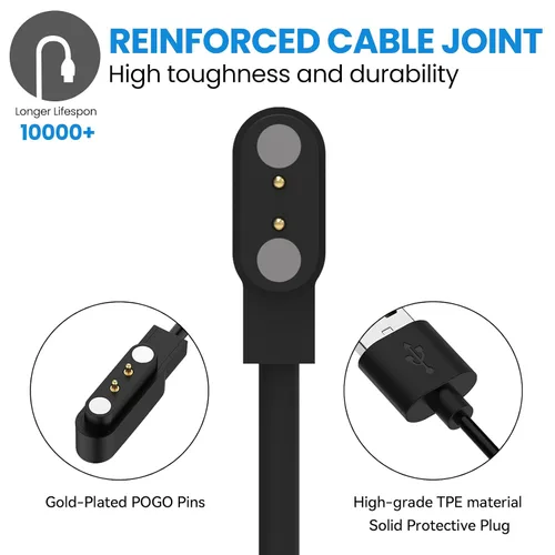 Miniatura 3 de Cable de carga compatible con WZWNEER Smart Watch, cable de carga magnético portátil USB para LUOBA Accesorios de cable de cargador (negro* 2)