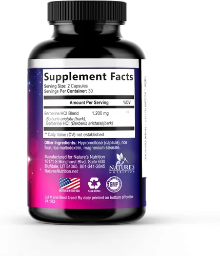 Miniatura 9 de Berberine HCL Blend 1200mg por porción – Alta absorción, suplemento de berberina extra fuerte – Salud avanzada del corazón y apoyo inmunológico