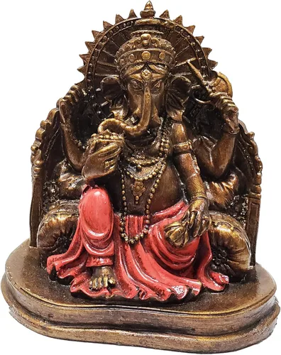 Miniatura 22 de Ganesha - Cabeza de elefante y cuerpo humano que elimina obstáculos del camino de uno, decoración de dormitorio, oficina en casa, estatua Rojo