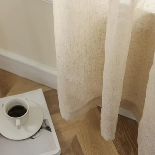 Miniatura 5 de Demetex Cortinas francesas para puerta delantera, juego de 2 paneles de cortina semitraslúcidos de lino para puerta delantera, pequeños