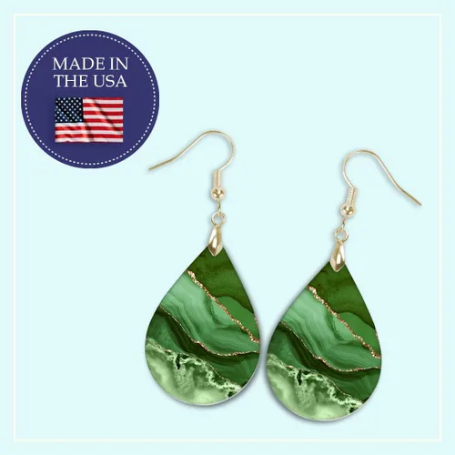 Miniatura 24 de Dangle Earrings for Women Colorful Dangling Drop Statement Jewelry Printed MDF Wood Teardrop Double Side Print Handmade by The Painted Pug