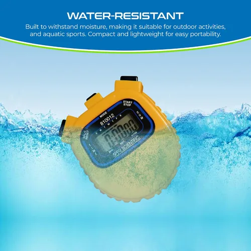 Miniatura 2 de Sper Scientific Cronómetro resistente al agua 810012 - Temporizador digital con función de intervalo dividido, reloj despertador de 12/24 horas