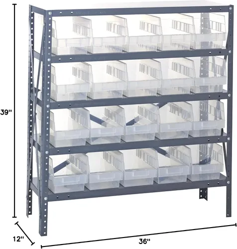 Miniatura 470 de Quantum QSBU-245BK Heavy Duty Shelving Unit with (7) Shelves and (24) QUS245 Black Bins for Garage Warehouse Storage Distribution 400 lb Load
