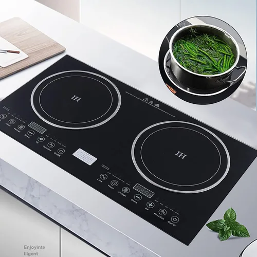Miniatura 8 de Placa de cocción de doble inducción, quemador portátil de doble quemador digital de cerámica de 1400 W y quemador de inducción de 1200 W, control
