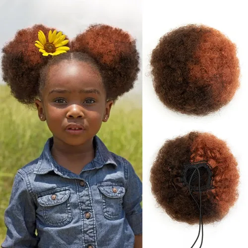 Miniatura 35 de Cola de caballo de cabello humano con cordón para mujeres negras, extensión de cabello humano rizado 4C, 8 pulgadas, aspecto natural, añade volumen