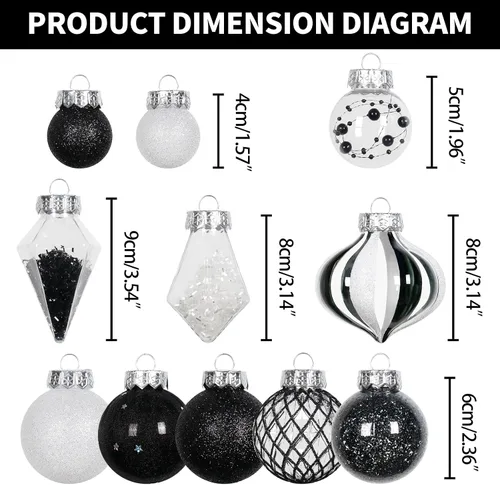 Miniatura 2 de Juego de Adornos de Bolas de Navidad, 34 piezas de adornos de Navidad de plástico transparente irrompibles para decoración colgante del árbol