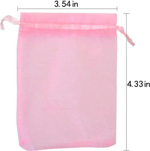 Miniatura 5 de Tojwi 50 bolsas de organza de 3.54 x 4.33 pulgadas (3.5 x 4.3 in) de satén con cordón de organza, bolsa de regalo para boda, fiesta, bolsa de 10