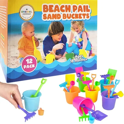 Miniatura 6 de 12 mini juegos de playa, el juego incluye 1 cubo de arena, 1 pala, 1 rastrillo y 1 cuchara, golosinas de cumpleaños para niños y niñas, recuerdos