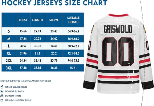 Miniatura 7 de SHRIJAN Griswold Hockey Jersey #00 Christrmas Movie - Camisetas de hockey para hombre, números y letras cosidos, S-XXXL
