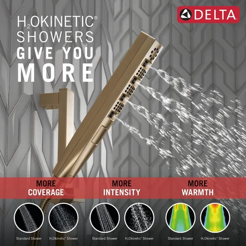 Miniatura 4 de Delta Faucet Tetra H2Okinetic - Regadera de mano con manguera, cabezal de ducha de mano dorado, ducha de mano con barra deslizante, ducha de mano