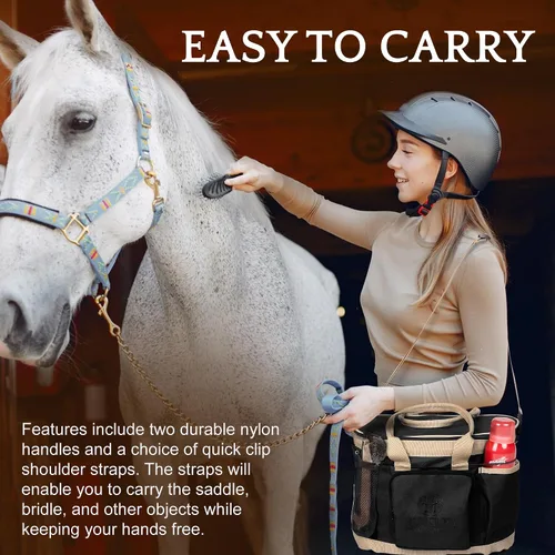 Miniatura 6 de Huntley Equestrian Bolsa de aseo de lujo perfectamente diseñada de fácil acceso con múltiples bolsillos con cierre superior de doble asa