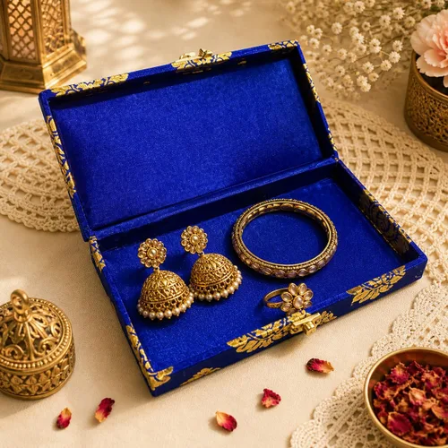 Miniatura 2 de LOVENSPIRE Caja organizadora de viaje de brocado, 4 unidades, cajas de regalo para bodas indias musulmanas paquistaníes punjabi, recuerdo de Nikah