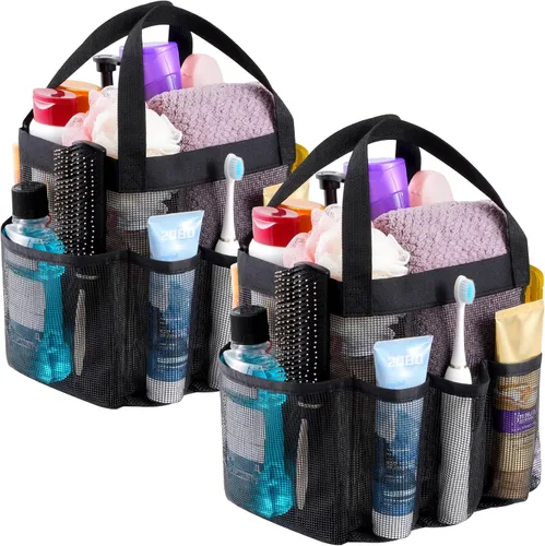 Miniatura 13 de Lifewit Organizador de ducha de malla portátil para dormitorio universitario con 7 bolsillos, cesta organizadora colgante independiente, bolsa