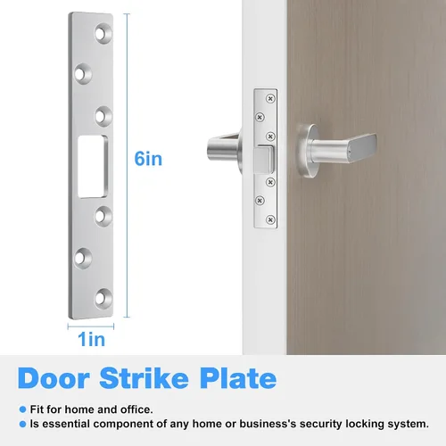 Miniatura 4 de Deadbolt Armor - Placa de golpeo extendida de 6 pulgadas para puerta residencial resistente, paquete de 3 (plateado)