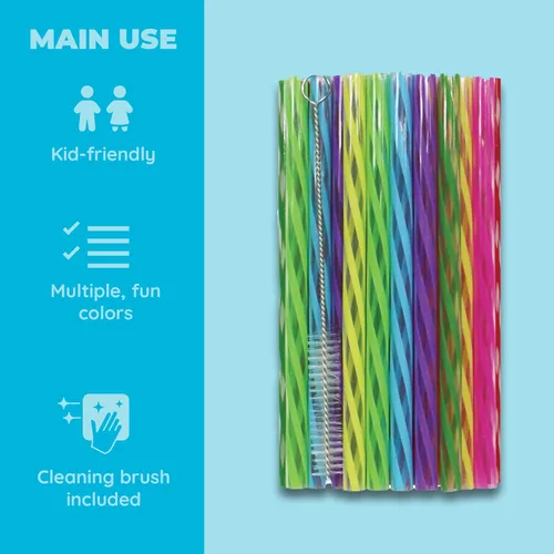Miniatura 3 de Jacent Pajitas reutilizables de plástico para niños más cepillo de limpieza, 6 pulgadas: 24 pajitas